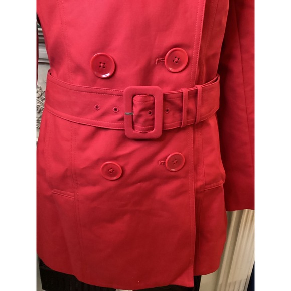 HAROLDS Red Double Breasted Belted Trench Coat Women Size M - Picture 3 of 5